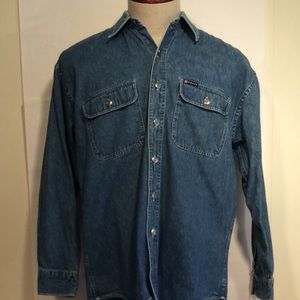 Men’s Ralph Lauren Chaps stonewashed denim button down shirt size medium